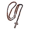Aoxmas Catholic Wooden Rosary Necklace with Jesus Crucifix,Handmade Prayer Beads
