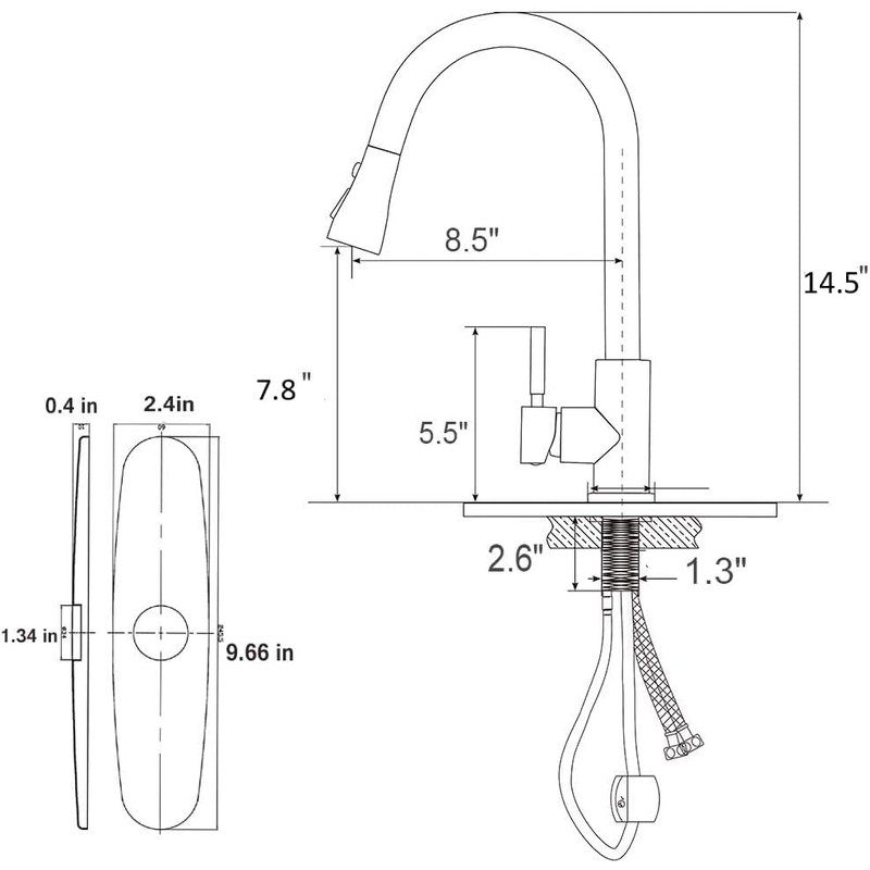 Kitchen Faucet with Pull Down Sprayer, Lead-Free Modern Single Handle
