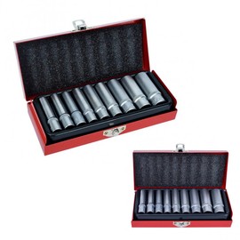 9 Piece Socket Set Long 1/4" Chrome Vanadium 5mm to 13mm