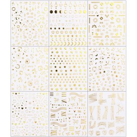 LANODO 10pcs Gold Nail Stickers Star Moon Multiple Styles 3D Silver Nail Sticker Sticker Sticker Nail Decor Self Nail Art