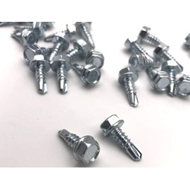 Intelmann Pack of 100 Drilling Screws 4.2 x 13 mm with Hexagonal Head and Pressed Disc, Steel Case-Hardened Galvanised Self-Tapping DIN 7504 K