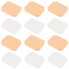 Giantree 12Pcs Square Makeup Sponges, for Foundation Facial Powders Puff Cosmetic Sponge, Square Foam Pad Powders Blender for Liquid Foundation Cream Powder Concealer - Wet Dry Use (Skin Color+White)