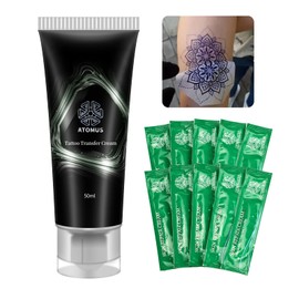ATOMUS Tattoo Transfer Cream Gel Tattoo Skin Dissolving Gel for Paper Transfer Machine Transfer Cream with 10 Pieces Aftercare Cream Tattoo Accessories