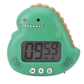Digital Kitchen Timer, Cute Cartoon Dinosaur Digital Timer LCD Display Alarm Countdown Timer with Magnetic Backs and Stand for Classroom Home Study Cooking (Green)