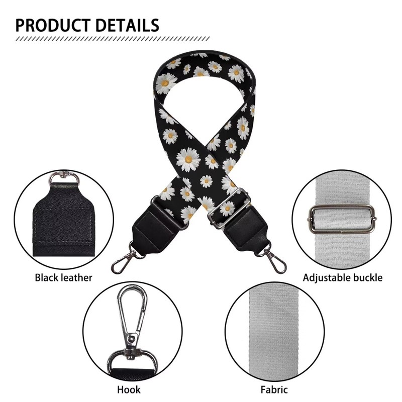 Poceacles Daisy Floral Pattern Purse Strap Replacement Adjustable Bag Strap