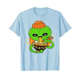 Kawaii Alien Eating Ramen Baby Boy Toddler Cute Funny Noodle T-Shirt