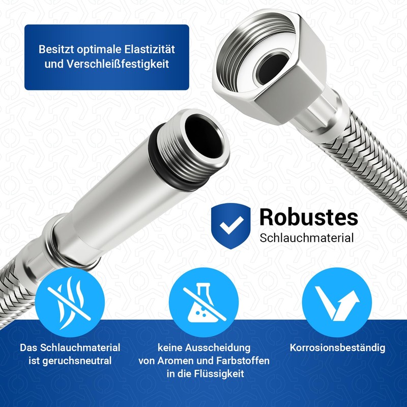 VIOKS Reinforced Hose Fitting Connection Hose 50 cm Flex Water