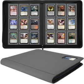 Top Loader Binder for Cards (Clear Window), Holds 288 Cards in 3"x4" Toploaders, Trading Card Binder 9 Pocket for TCG, MTG, YGO, Game Cards, Sports Cards(Grey)