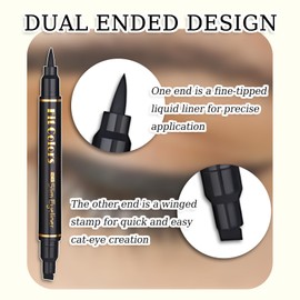 2 x 10mm Wing liner Black Make Up Pens,Waterproof Smudge Proof Long Lasting Liquid Eye Liner,2PCS Eyeliner Stamp,Wing Cat Eye Stamp,Vamp style,Easy to Use for Beginners and Professionals