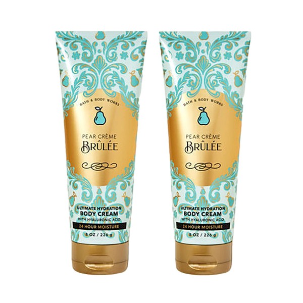 Bath and Body Works Pear Creme Brulee Body Cream Ultimate Hydration Gift Set For Women 2 Pack 8 Oz. (Pear Creme Brulee)