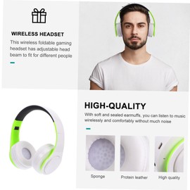 Tofficu Wireless Foldable Headset Adjustable Over Ear Headphones with Noise Reduction Comfortable Earmuffs Hours Talk for Gaming and Sports