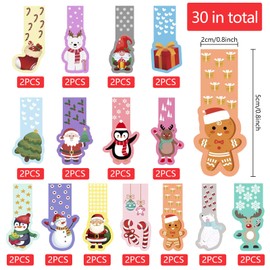 Christmas Bookmarks, Pack of 30 Magnetic Bookmarks, Children, Magnetic Bookmarks, Christmas, Christmas Gifts for School Classes