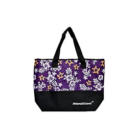 Hawaiian Print Large Insulated Cooler Tote Bag 245 (Honu Lauhala - Purple)
