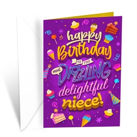 Prime Greetings Niece Happy Birthday Card, Made in America, Eco-Friendly, Thick Card Stock with Premium Envelope 5in x 7.75in, Packaged in Protective Mailer