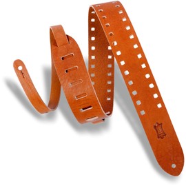 Levy's Leathers 2" Veg-Tan Leather Guitar Strap Square Punch Out Premier Design; Tan (M12SPOV-TAN)