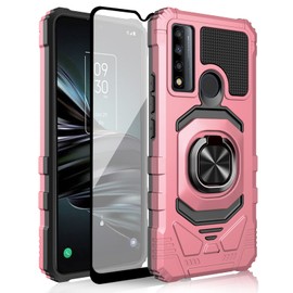 Ailiber Compatible con TCL 30XE Case, TCL 20R 5G Case with Screen Protector, TCL 20 R 5G Ring Kickstand for Magnetic Car Mount TCL 30 XE 5G-Oro rosa