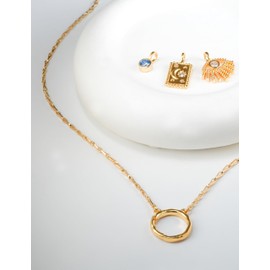 Melhill Bohemian Pendant Necklace Gold Plated Tribal Motif Zirconia Boho Vintage Adjustable Jewelry for Women