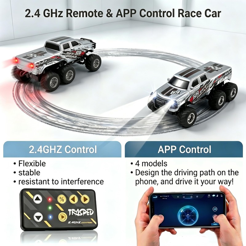 haomsj 1/64 Mini Rc Monster Truck 6x6 Off Road Remote