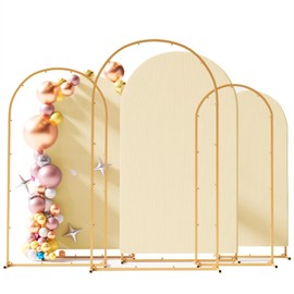Set of 3 Metal Arch Backdrop Stand with Cover Set, (7.2FT, 6.6FT, 6FT Wedding Arch and Cover Set), Backdrop Arch for Party, Baby Shower, Birthday, and Graduation Ceremony