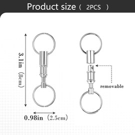 JinliangGuo 6Pcs Stainless Steel Quick Release Keychain Set Convenient Practical Metal Detachable Key Ring Pull Apart Snap Double Ring for Outdoor Travel Home Office