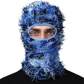 Croogo Balaclava Windproof Winter Face Mask Warmer Fleece Shiesty Mask Adjustable Winter Mask for Men Women,Blue-LY03