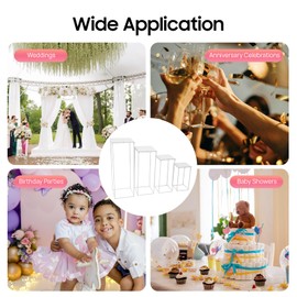 WsrrLun 4Pcs Wedding Flower Stand, Elegant White Event Pedestal Set 17.76"-35.4" H, Geometric Centerpieces Vase for Weddings Events Displays Decor