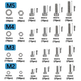 newlng 945pcs Screws Set M2 M3 M4 M5 Screws With Nuts and Washers Set Stainless Steel 304 Hexagon Cylinder for DIY Fixing With Storage Box
