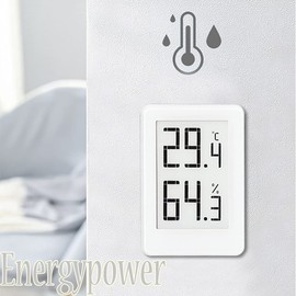 EnergyPower e-ink Display, Thermometer/Hygrometer, Electronic Paper, Easy to Read Like Paper, Power Saving, Palm Size, Magnet & Metal Sheet Included, Super Long Life, Ultra Lightweight, Suitable for