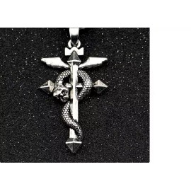 Fashion Jewelry ALCHEMIST OCCULT SNAKE CROSS WING Pendant On 22" 925 Sterling Silver Necklace