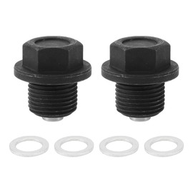 RATCHROLL 1 Set Universal Oil Drain Plug Anti Leakage 1.14" Height Oil Pan Drain Bolt Screw Thread Repair with Gasket Magnetic Black Steel Aluminum M18x1.5