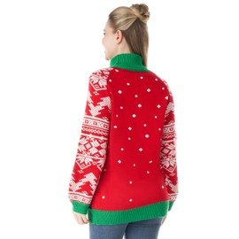 JOYIN Women's Christmas Ugly Sweater LED Light Up Xmas Sweater Built-in Light Bulbs Novelty Pullover for Party Fun-L Red