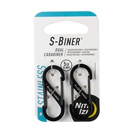 Nite Ize Size-1 S-Biner - Mosquetón doble, acero inoxidable, negro, 2 unidades (paquete de 1)
