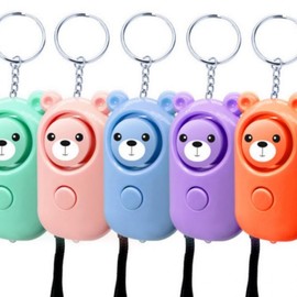 LED Personal Safety Alarm for Children & Women - Emergency Light & Self-Defense Device TTN Bear Alarm - Red Orange