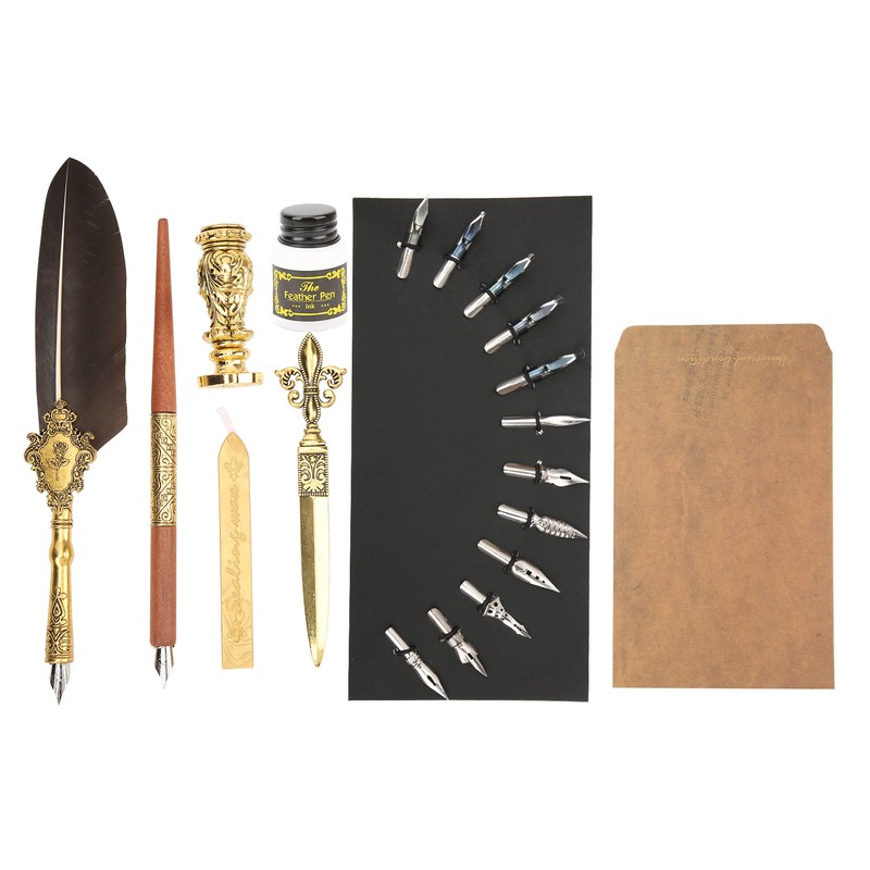 Feather Pen Set Retro British Creativity Writing Suit for Business
