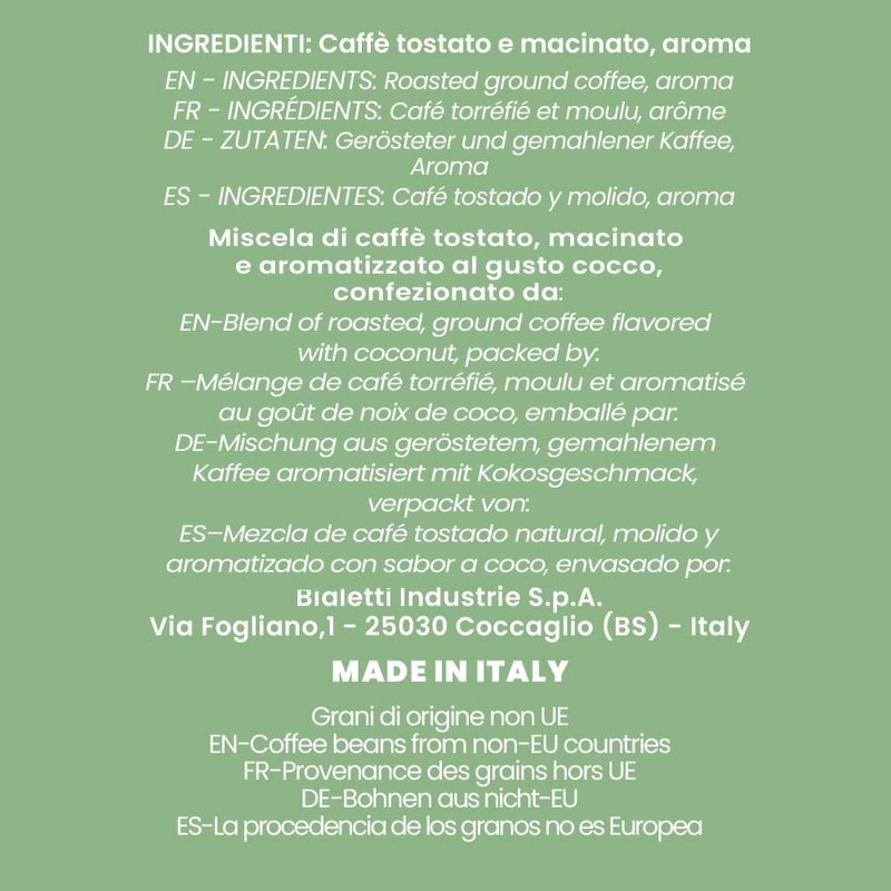 Bialetti Perfetto Moka Caffè Macinato, Gusto Cocco - 1 x