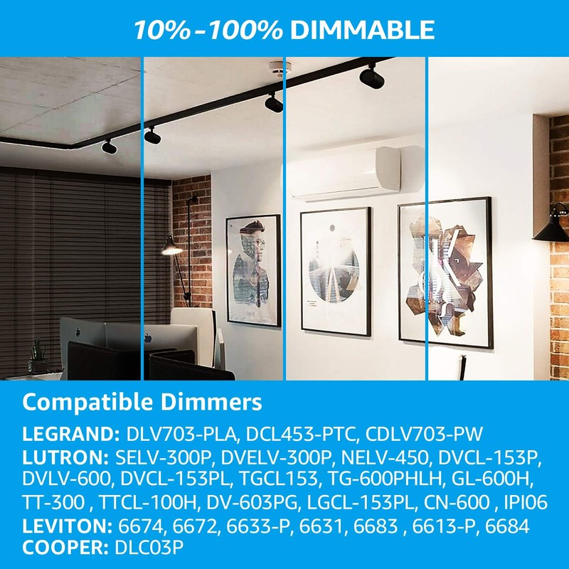 LEONLITE Dimmable LED Track Lighting Heads, Compatible with Single Circuit