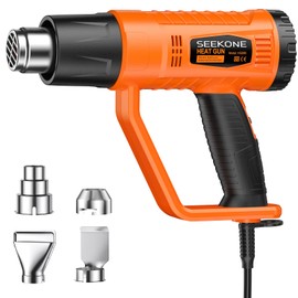 Heat Gun, SEEKONE 2000W Professional Heavy Duty Hot Air Gun Kit 400℃ & 600℃ Dual-Temperature Settings with Flame Retardant Protective Cover, 4 Nozzles for Crafts, Shrinking PVC, Stripping Paint