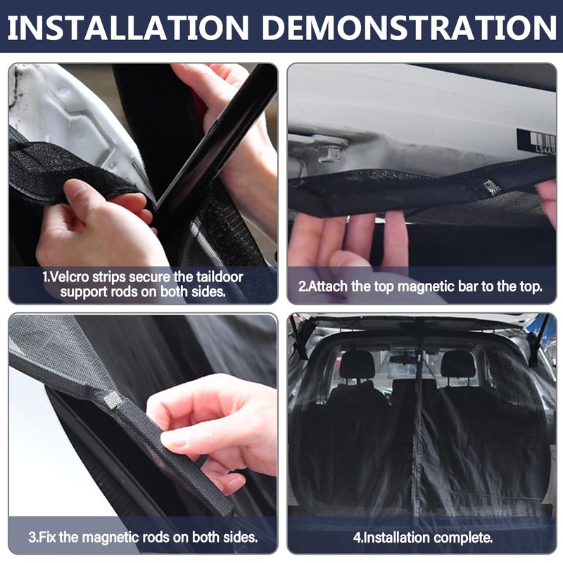 BAIFULAI Car Tailgate Mosquito Net Sun Protection Curtains, 180 x