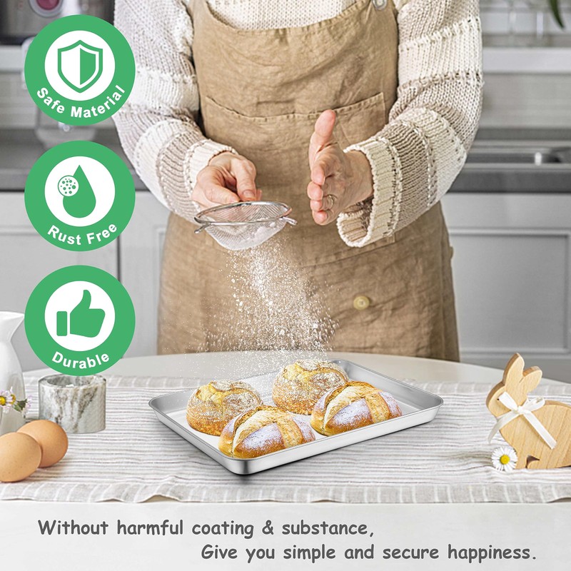 Joyair 9 Inch Toaster Oven Baking Pan, Professional Stainless Steel