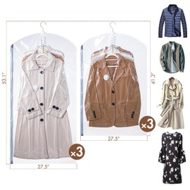 TAILI Hanging Vacuum Storage Bags Space Saver Bags, Vacuum Sealer Bags for Clothing, Suits and Jackets, Closet Organizers and Storage, Clear, 3 Long, 3 Short