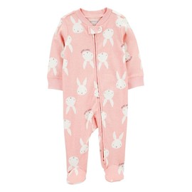 Carter's Baby Easter Bunny Zip-Up Cotton Sleep & Play Pajamas (Pink Bunny, 9 Months)