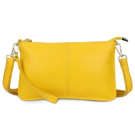 FORRICA Wallet Womens Crossbody Phone Bag for Women Small Shoulder Bag Genuine Leather Ladies Purse Large Clutch Yellow