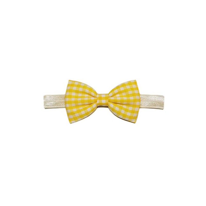 EmilyRose Couture Gingham Hair Bows (Large Headband, Yellow)