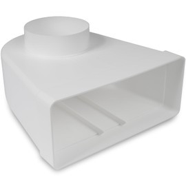 90° Degree 220 x 90 mm to Diameter 100 mm Rectangular Flat Duct Connector for Round Pipe Connection - Air Conditioning, Ventilation, Heating, Cooling