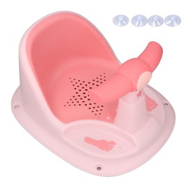 Infant Bath Seat with Backrest Strong Suction Cup Ergonomic Anti Slip Baby Shower Chair Pink