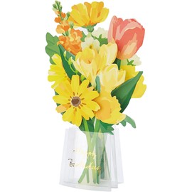 Sanrio BD109-2 SANRIO 831701 Birthday Card, Yellow Flowers in Transparent Vase, Greeting Card, International Transportation