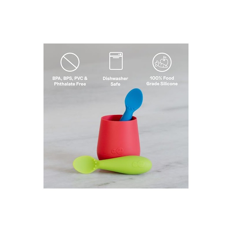 EZPZ Tiny Set de 2 Mini Cucharas, Gris (Gray), 4