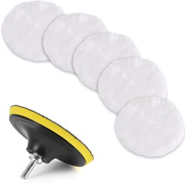 Kshineni 7 Pcs 3 Inch (80 mm) Wool Buffing Polishing Pad Car Polisher Buffer Drill Attachment with M10 Drill Adapter