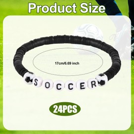 24pcs Soccer Bracelets, Soccer Beaded Bracelet Soccer Charm Bracelets for Boy Girl Kid Sport Bracelet Soccer Jewelry Football Friendship Adjustable Bangle for Soccer Player Coaches Soccer Party Favors