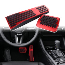 ANFOKAS Compatible with Mazda 3 CX-30 MX-30 CX-50 CX-90 Accessories Sporty Anti-Slip Car Interior Foot Pedal Covers Rest Brake Gas Accelerator Pedal Pads -Red